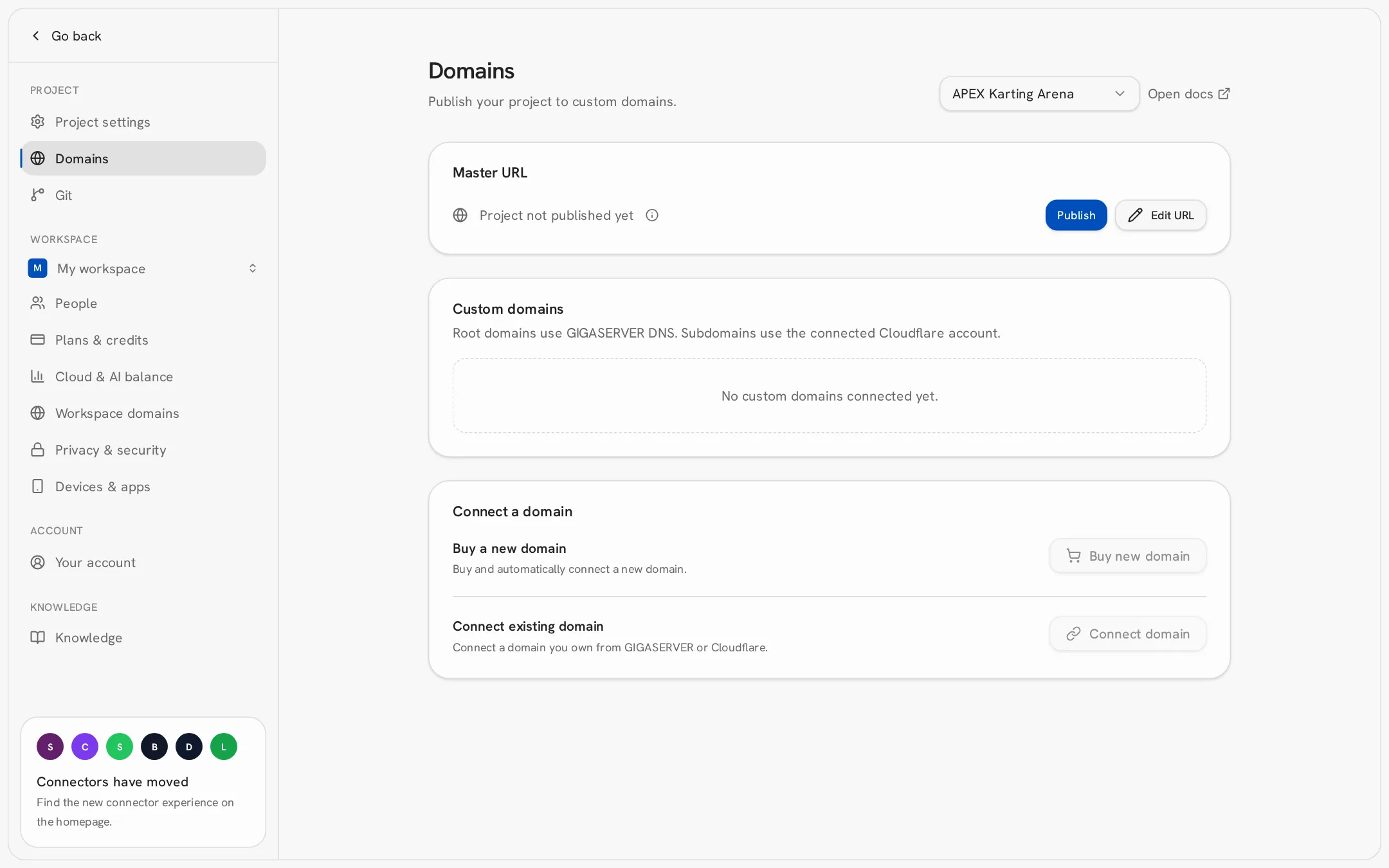 Domains settings