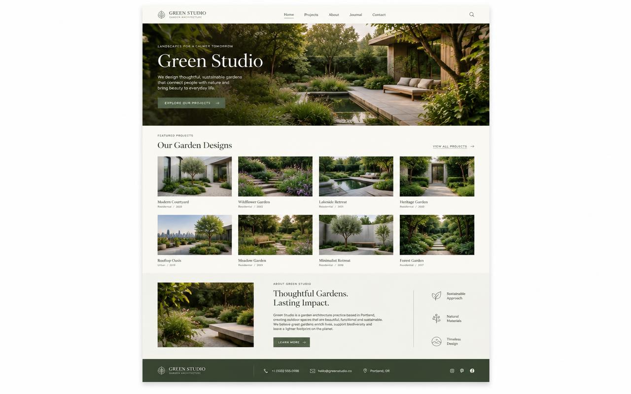 Garden architecture website created with Master